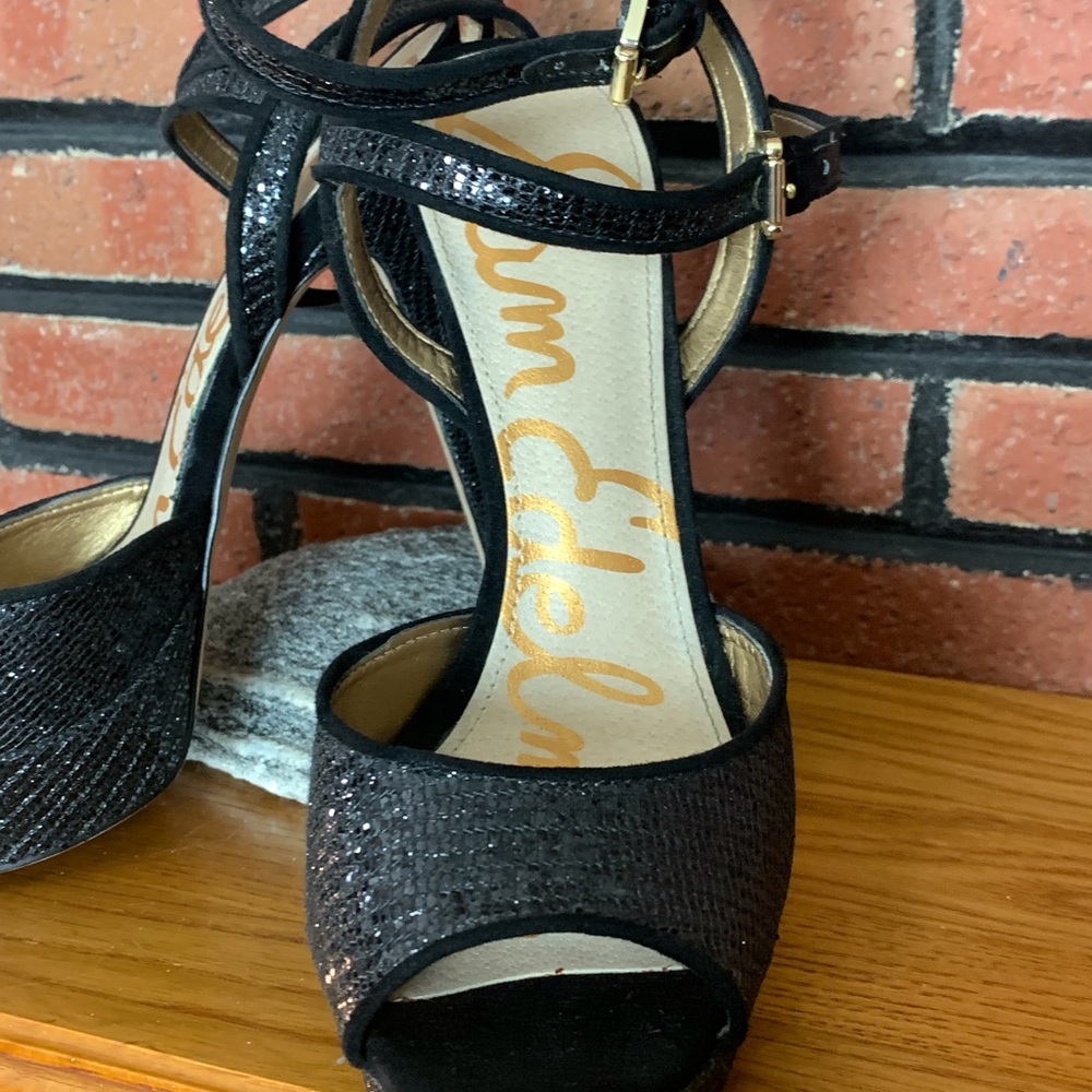 Sam Edelman Black Sparkle High Heel Shoes SZ - 8 - Picture 3 of 5